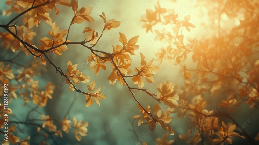 Golden Sunlight Illuminates Delicate Spring Branches Golden Sunlight Illuminates Delicate Spring Branches