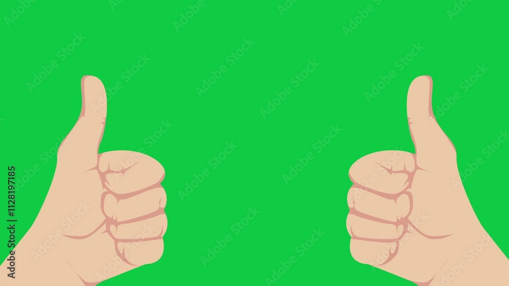 two thumbs up illustration animation on green screen two thumbs up illustration animation on green screen