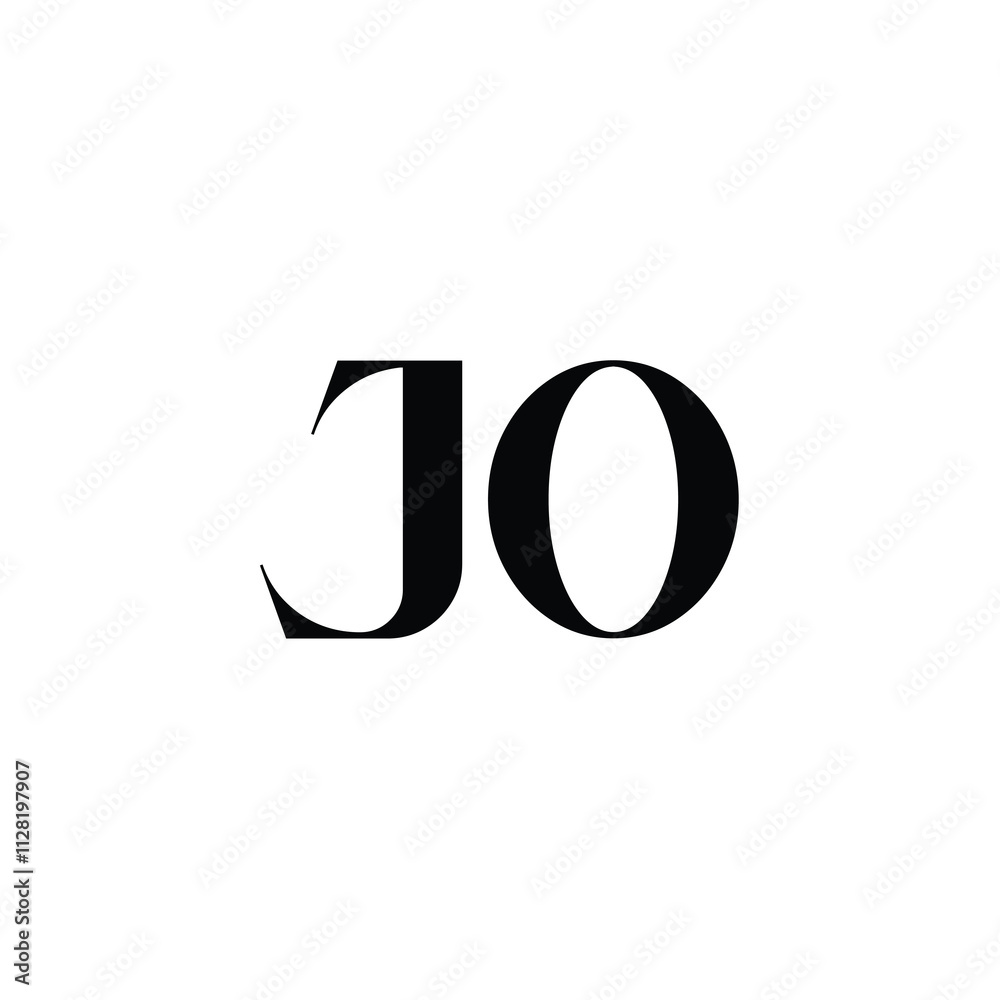 JO monogram logo design letter text name symbol monochrome logotype alphabet character simple logo JO monogram logo design letter text name symbol monochrome logotype alphabet character simple logo