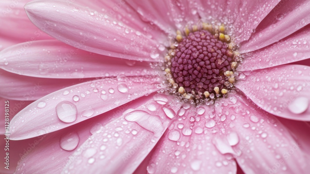 Pink Gerbera Daisy Petals Covered In Dew Drops Pink Gerbera Daisy Petals Covered In Dew Drops
