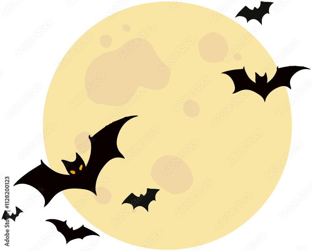 Fototapeta premium Halloween bats and moon icon