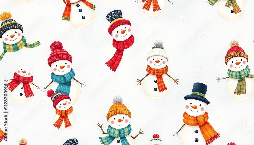 snawman pattern. set of funny cartoon snowman or snowman set snawman pattern. set of funny cartoon snowman or snowman set