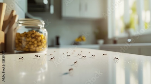 Close-Up of Ants on a Kitchen Counter AI generated illustration