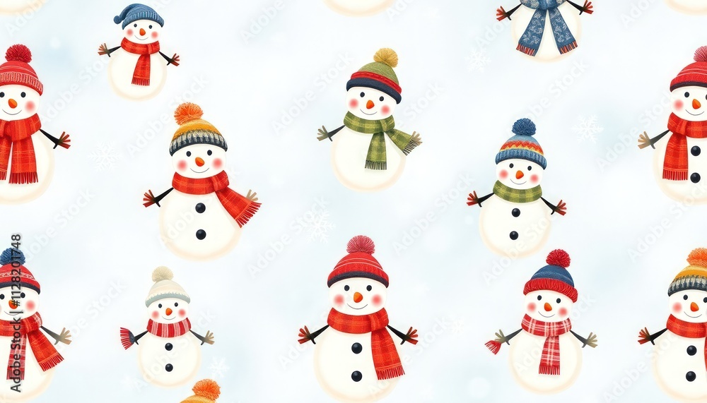 snawman pattern. set of funny cartoon snowman or snowman set snawman pattern. set of funny cartoon snowman or snowman set