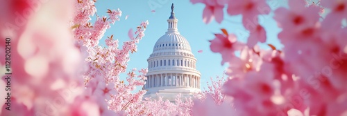 Wallpaper Mural Cherry Blossoms Framing the U.S. Capitol Building AI generated illustration Torontodigital.ca