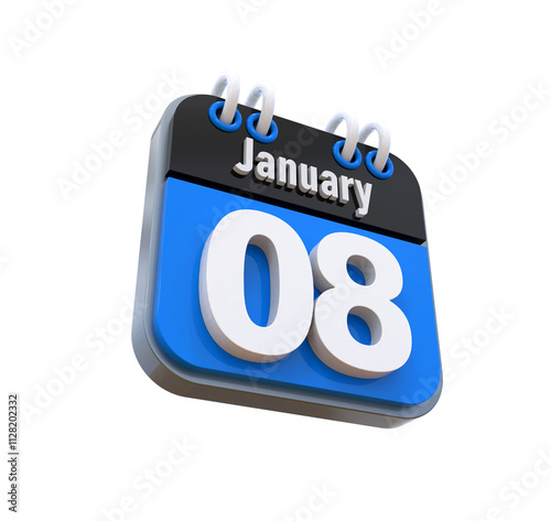 3D Calendar January Date 08 photo