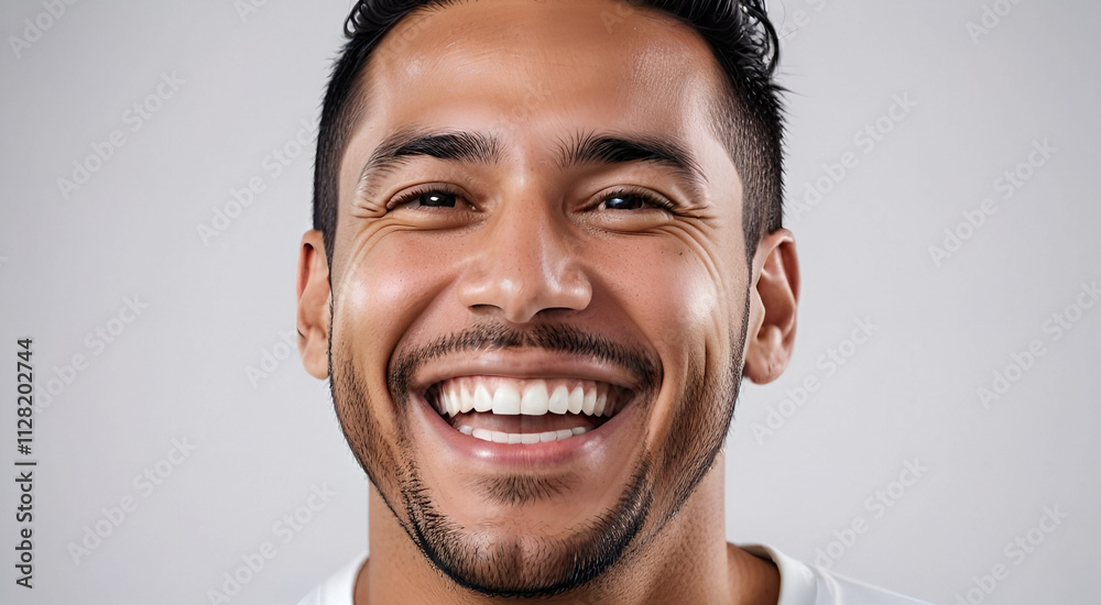 a man in a moment of genuine laughter. Positive emotions, joyful laughter