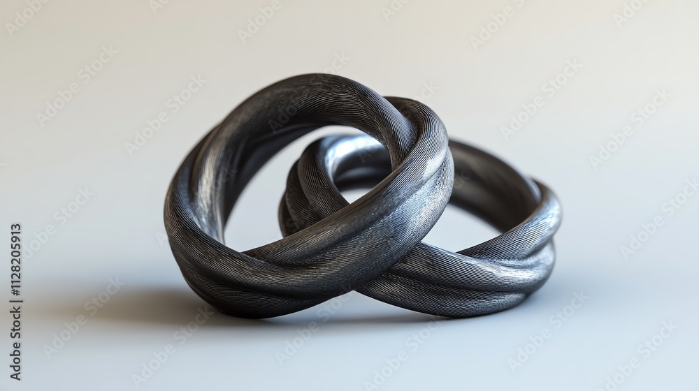 Intertwined metal rings symbolizing connection. Intertwined metal rings symbolizing connection.
