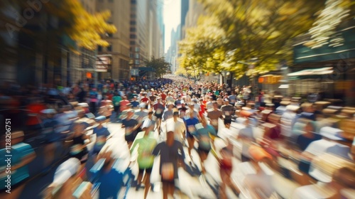 Wallpaper Mural Defocused shots reveal the diverse mix of participants in the city marathon coming together for a common goal. Torontodigital.ca