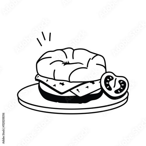 Grab this amazing icon of breakfast sandwich in modern style