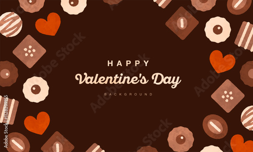 バレンタインにぴったりの背景デザイン。チョコレートのベクターイラスト素材。