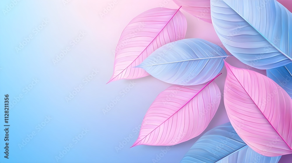 Obraz premium pastel pink & blue leaves background - pastel colors