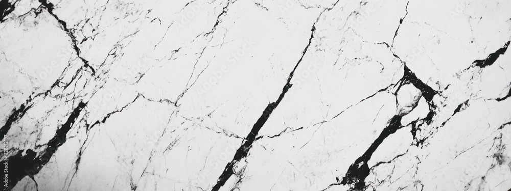 A close-up view of a marble surface showcasing its intricate white and black veining patterns. A close-up view of a marble surface showcasing its intricate white and black veining patterns.