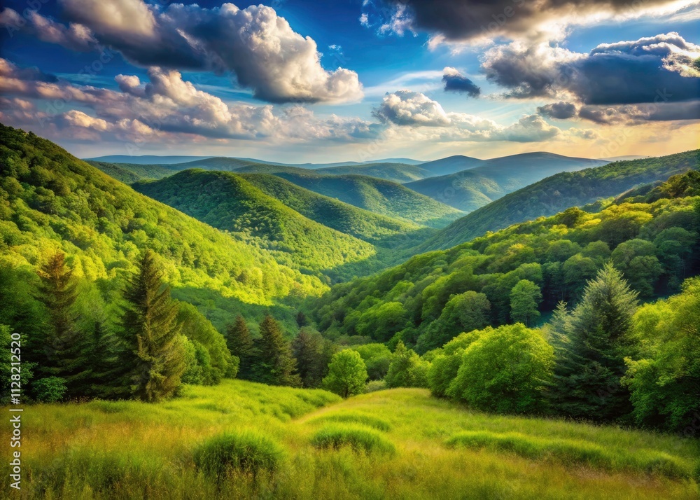 Fototapeta premium West Kill Mountains Wilderness: Stunning Green Forest Landscape Photography