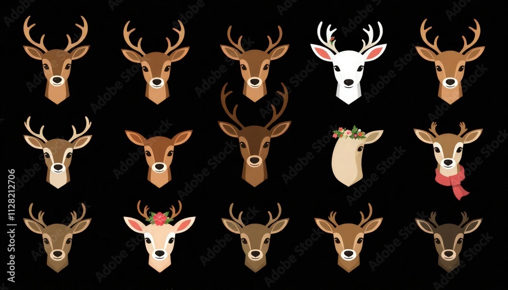 Obraz premium deer silhouette vector illustration or deer silhouette with a background black. deer icon set. 
