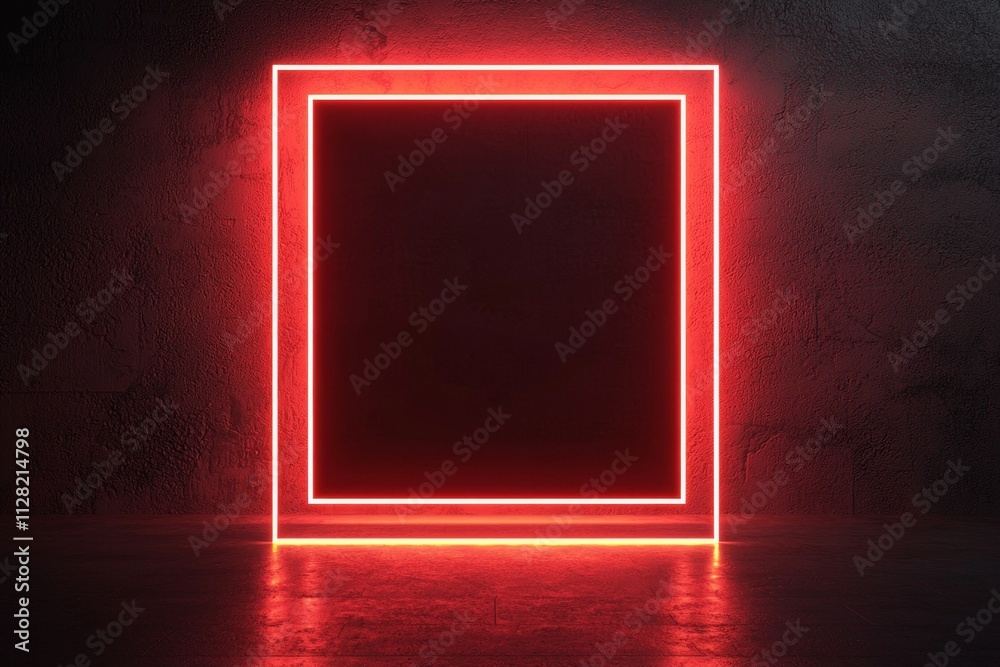 Minimalistic neon green red lines on a dark background, in a simple and elegant style