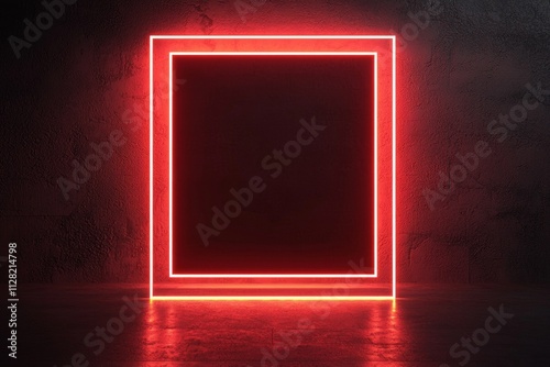 Obraz na płótnie Minimalistic neon green red lines on a dark background, in a simple and elegant style w salonie