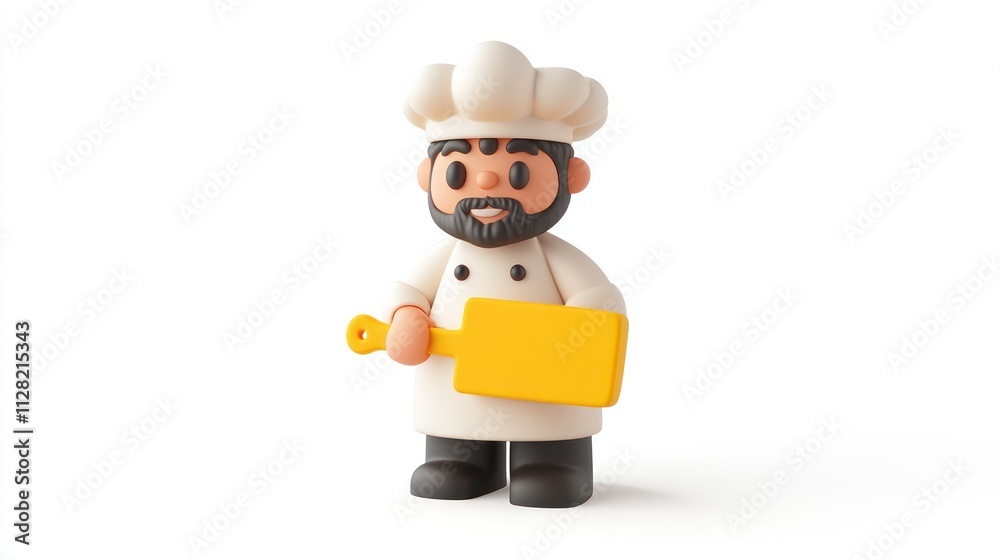 A cartoonish chef character holding a yellow spatula, designed for playful culinary themes. A cartoonish chef character holding a yellow spatula, designed for playful culinary themes.