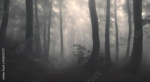 misty morning in the forest