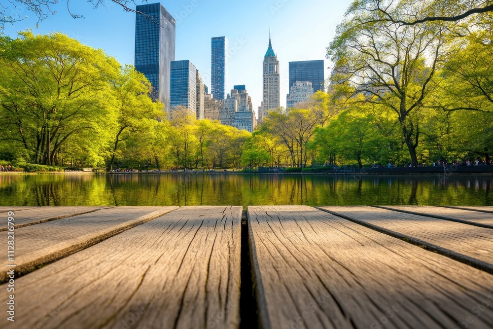 A serene view of a city skyline reflected in a tranquil lake surrounded by lush greenery. A serene view of a city skyline reflected in a tranquil lake surrounded by lush greenery.
