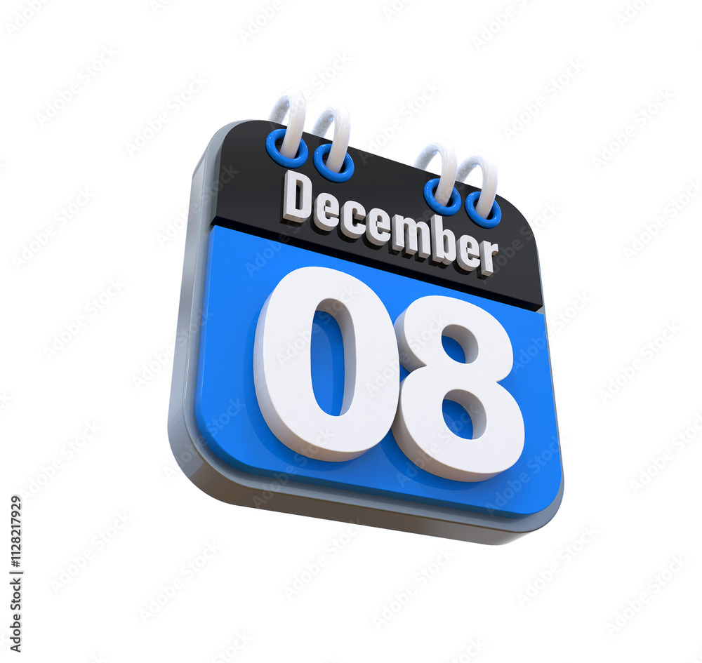 3D Calendar December Date 08 3D Calendar December Date 08
