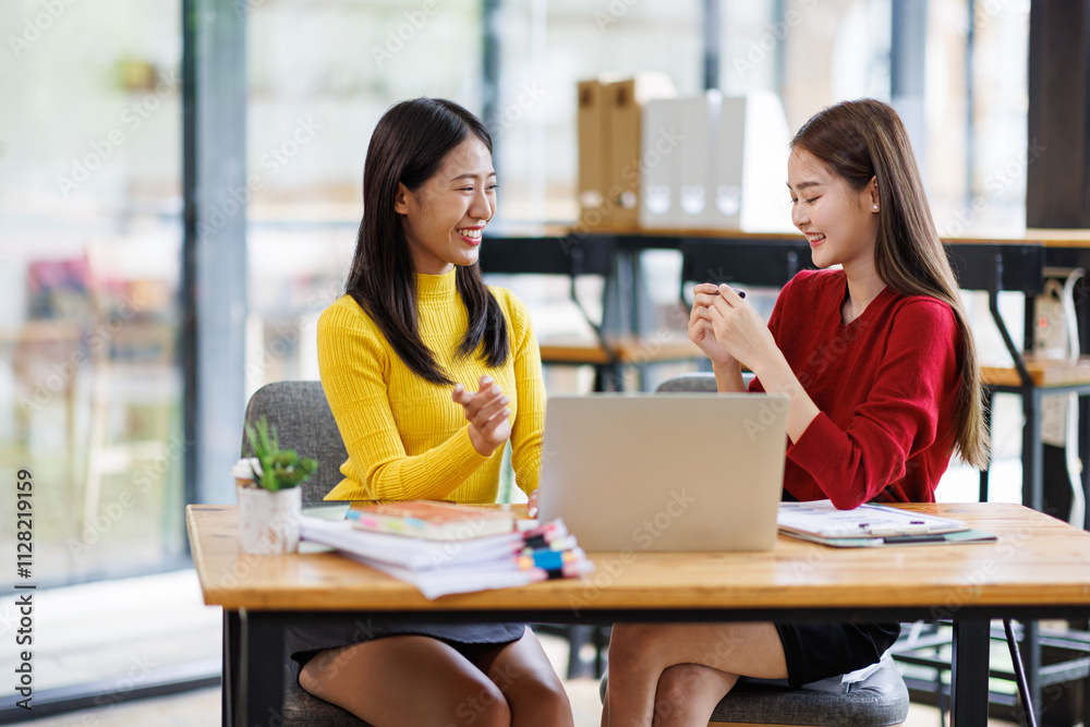 Shot of two businessasianwomen working together on digital tablet. Creative female executives meeting in an office using tablet pc and smiling.
Shot of two businessasianwomen working together on digital tablet. Creative female executives meeting in an office using tablet pc and smiling.