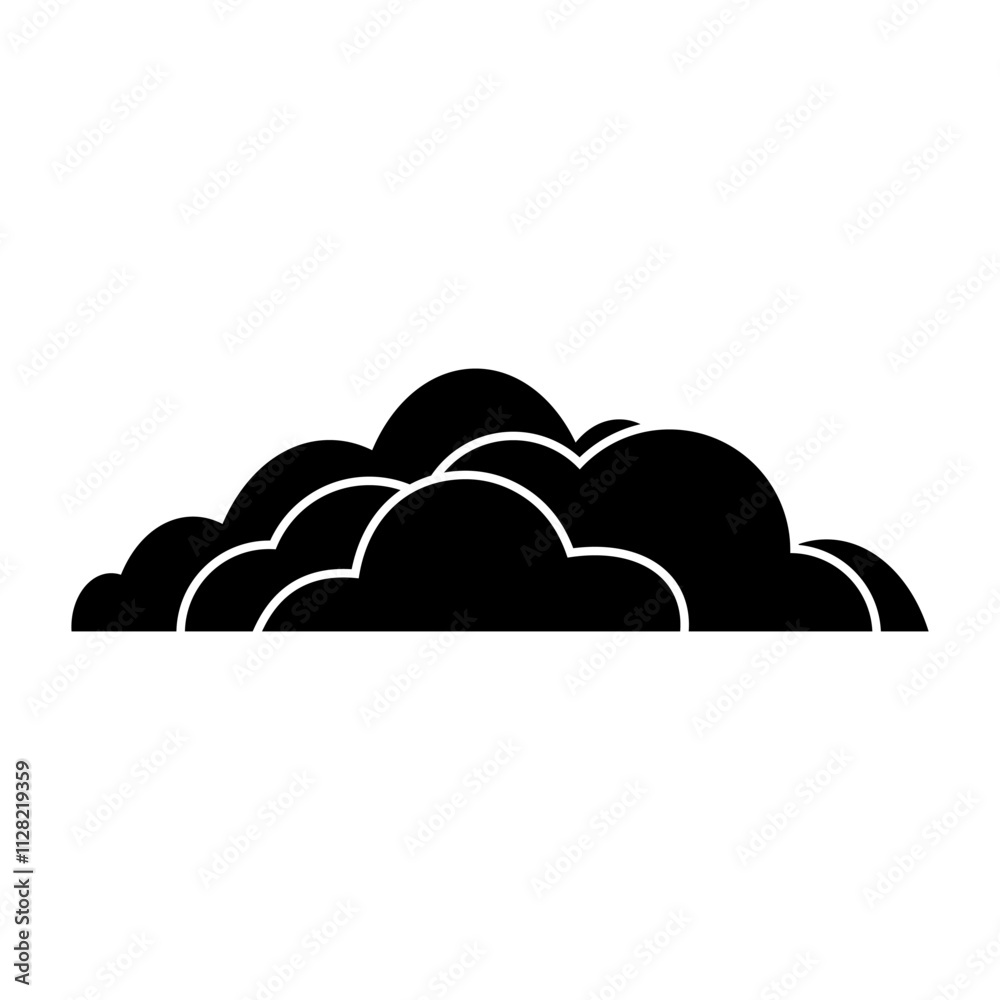 The cloud icon. The black silhouette of a cloud. Meteorology. Weather forecast. Cloud cover. Vector illustration isolated on a white background for design and web. The cloud icon. The black silhouette of a cloud. Meteorology. Weather forecast. Cloud cover. Vector illustration isolated on a white background for design and web.