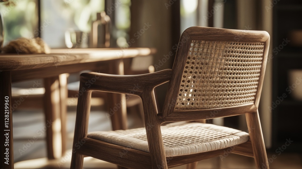 Ratstan dining chair with solid wood armrests complemented with wooden table creates a charming and stylish restaurant atmosphere. Ratstan dining chair with solid wood armrests complemented with wooden table creates a charming and stylish restaurant atmosphere.