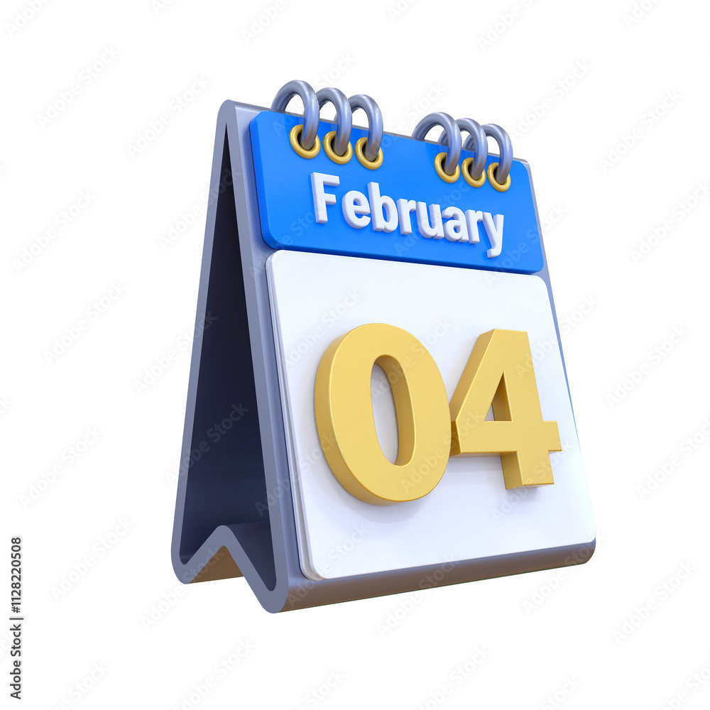 3D Calendar February Date 04 3D Calendar February Date 04