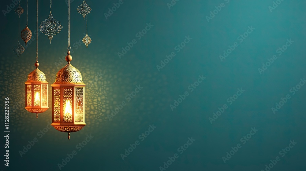 custom made wallpaper toronto digitalillustration of a burning lamp for olive green background. Ramadan Kareem (Happy Ramadan Greetings).