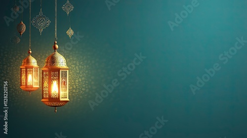 Wallpaper Mural illustration of a burning lamp for olive green background. Ramadan Kareem (Happy Ramadan Greetings). Torontodigital.ca