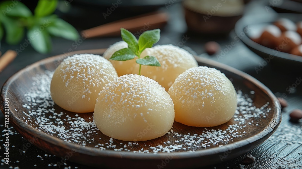 Red bean Daifuku Mochi Daifuku mochi rice flour Japanese dessert.