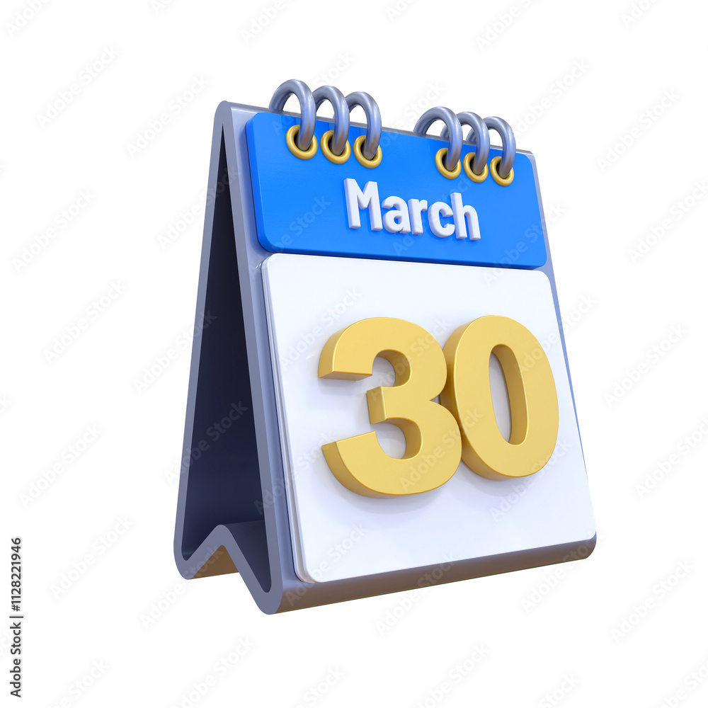 3D Calendar March Date 30 3D Calendar March Date 30