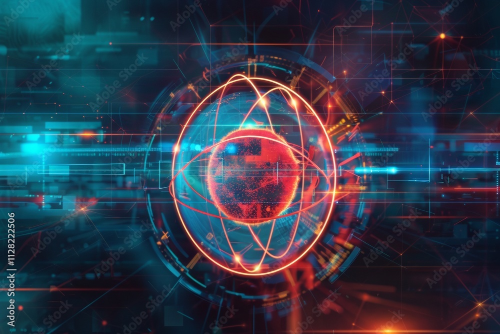 Fototapeta premium Global Network Connection Futuristic Technology Abstract Digital World Data Visualization