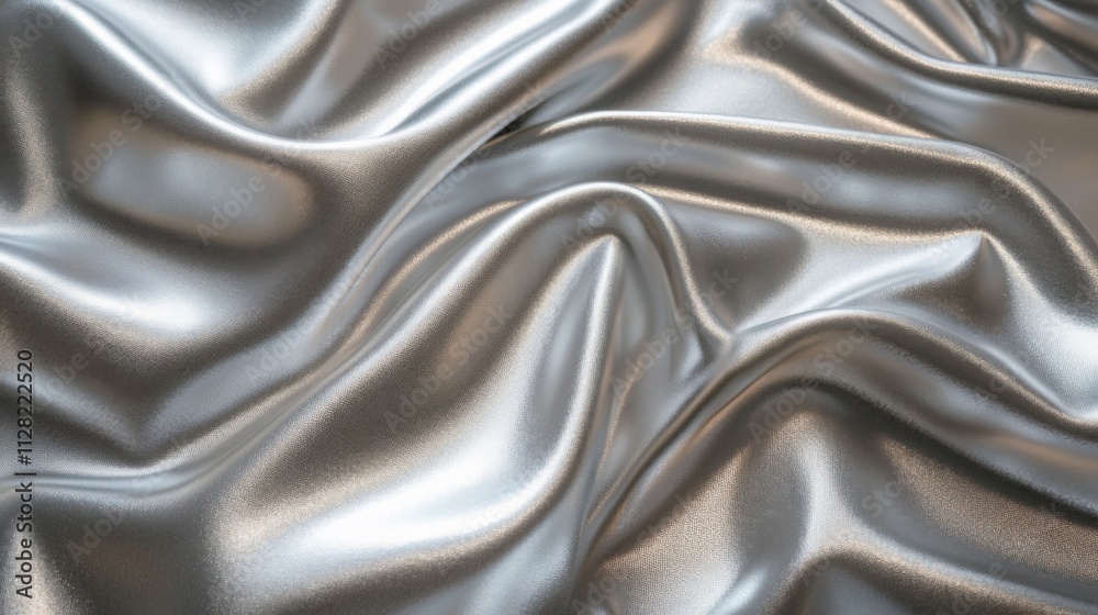 Silver Satin Fabric Draped in Soft Waves Silver Satin Fabric Draped in Soft Waves