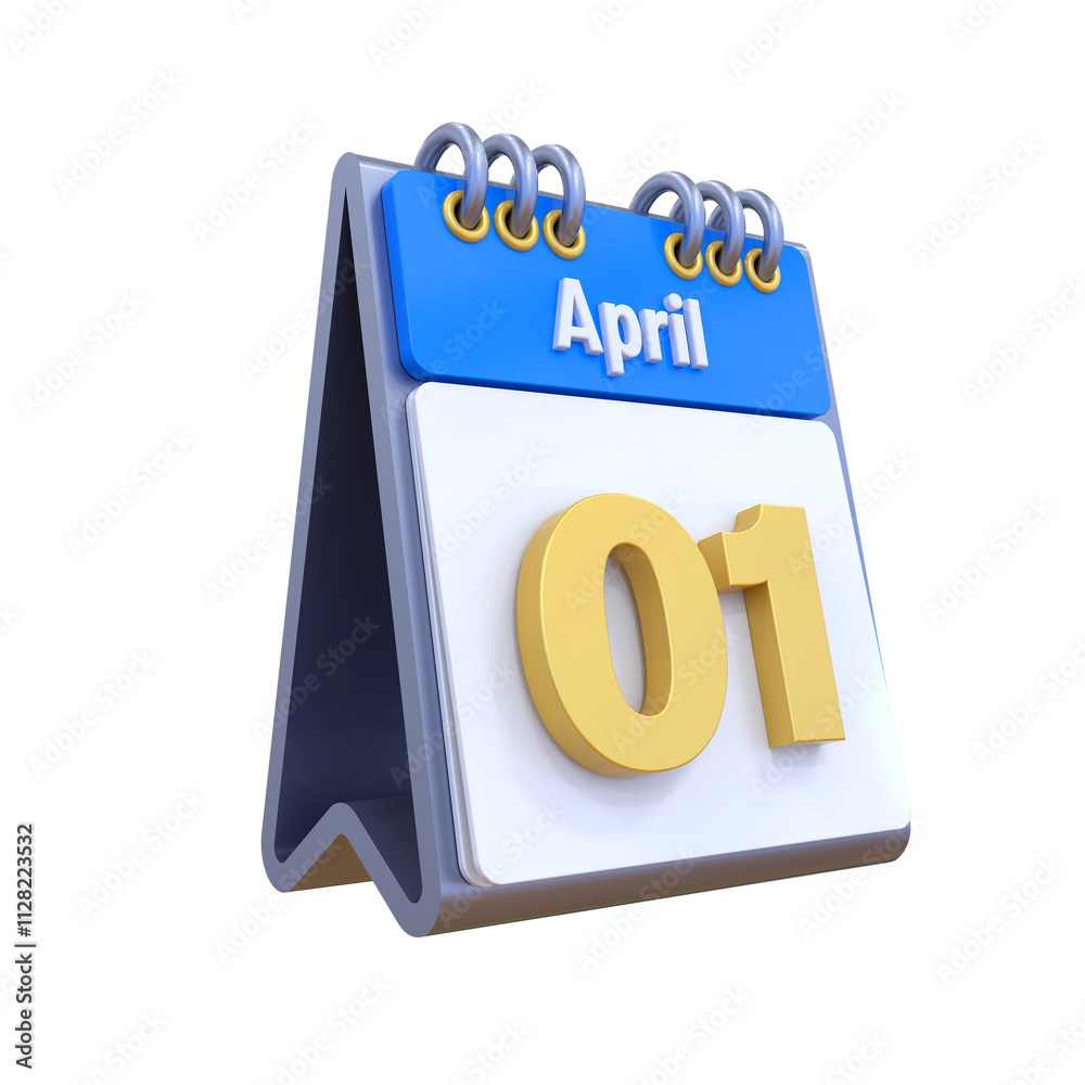 3D Calendar April Date 01 3D Calendar April Date 01