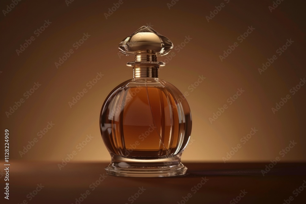 luxury men`s perfume in bottle against brown background