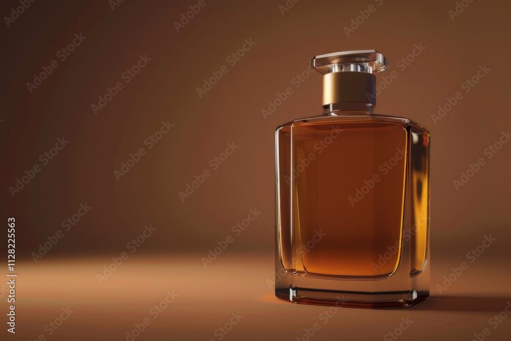 luxury men`s perfume in bottle against brown background luxury men`s perfume in bottle against brown background