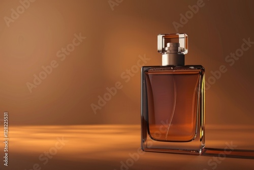 luxury men`s perfume in bottle against brown background photo