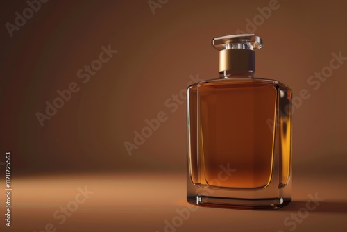 luxury men`s perfume in bottle against brown background