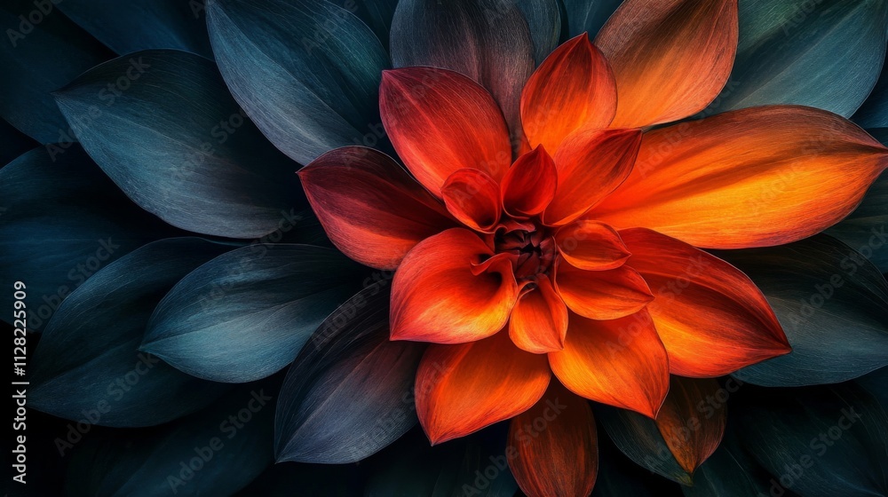 Vibrant Orange Flower Against Dark Green Leaves Vibrant Orange Flower Against Dark Green Leaves