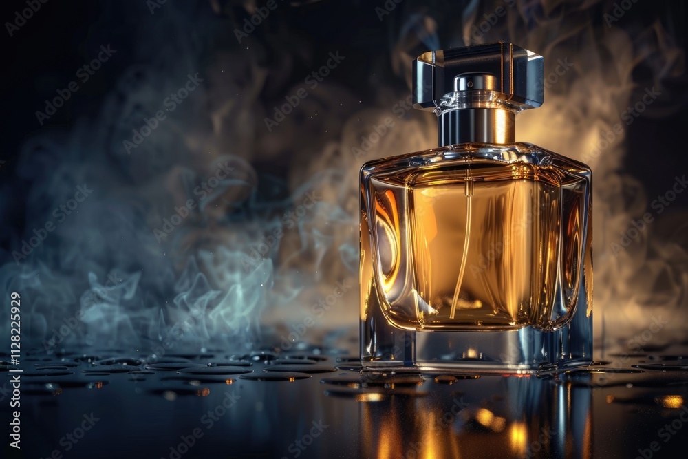 luxury men`s perfume in bottle against brown background luxury men`s perfume in bottle against brown background