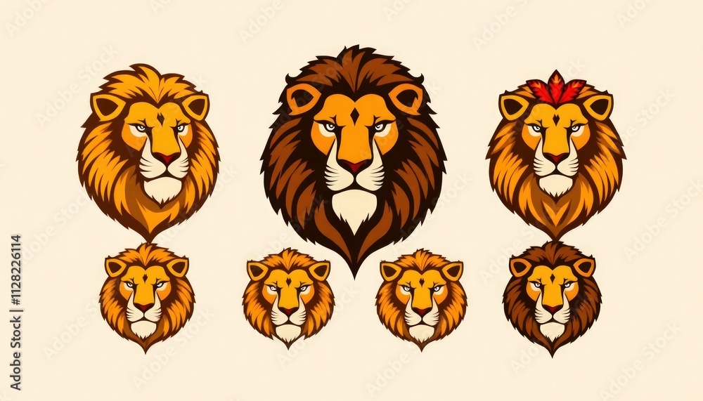 Fototapeta premium lion head vector set