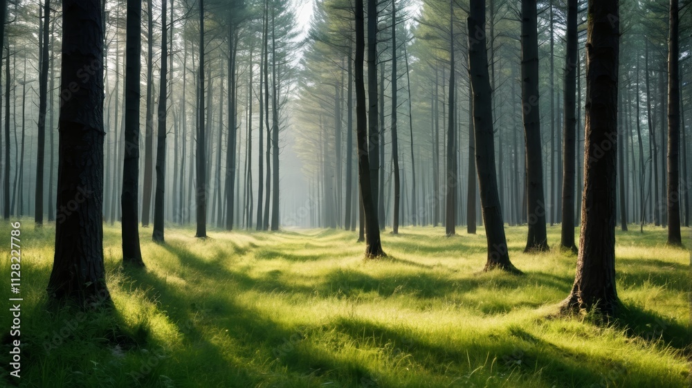 Obraz premium a forest with tall trees