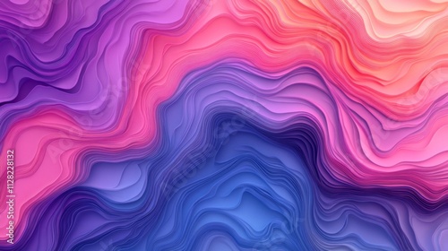 Abstract Wavy Layers of Pink Purple and Blue Hues