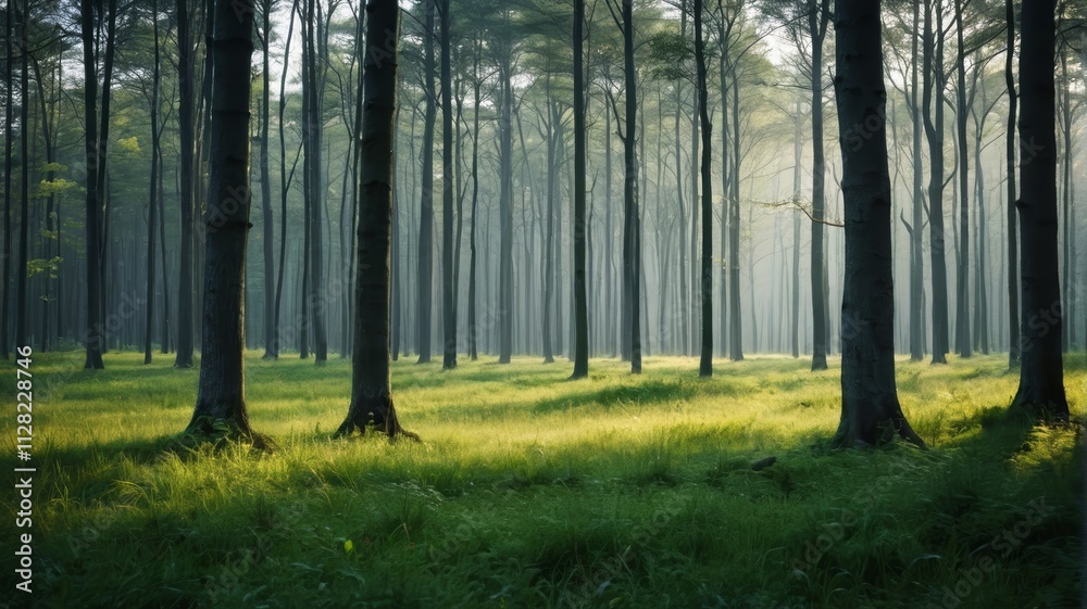 Obraz premium a forest filled with tall trees