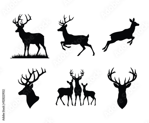 Simple Deer Silhouette Collection Template