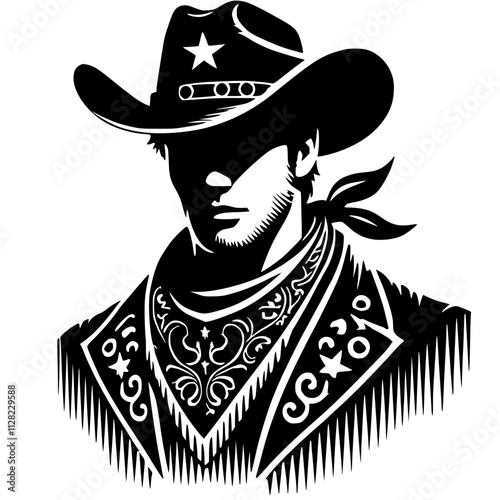 Silhouette de portrait de cow-boy