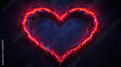 Glowing heart shape with vibrant colors and dynamic patterns