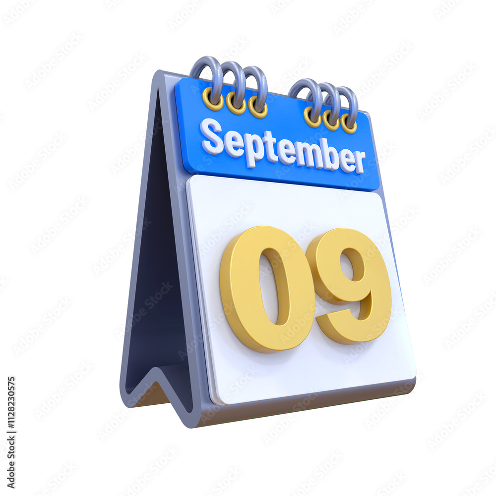 3D Calendar September Date 09 3D Calendar September Date 09